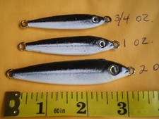 18 PCS. ANCHOVY FISH JIG/SPOON STYLE LURE BAIT, 3/4, 1, 2 OZ. 6 EA. BLACK/WHITE