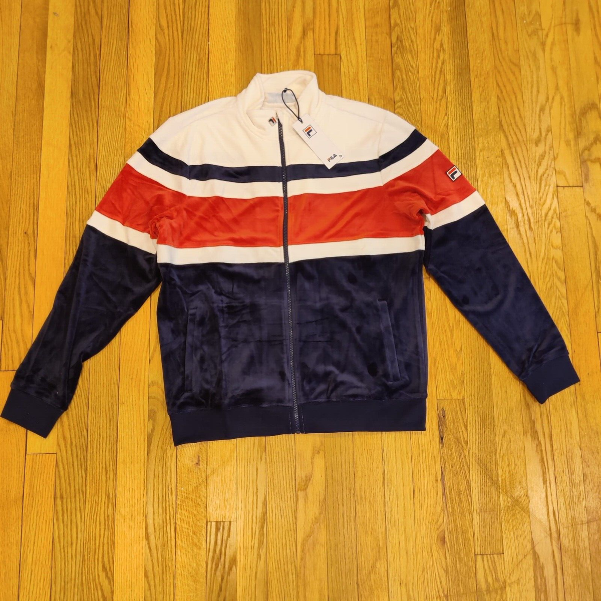 Fila Men's Velour Sweatsuit Tracksuit Navy Velvet Set Size M L XL