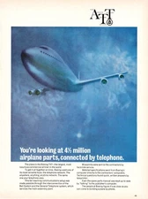 1969 Vintage Ad AT&T Bell System Boeing 747 General Telephone Network Jet Plane