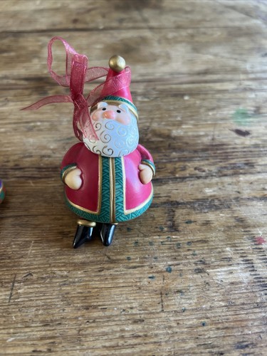 2001 Hallmark Keepsake Ornament Jolly Santa Bells 2 Pieces Purple Red - Picture 4 of 11