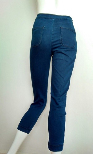 Vaqueros ajustados AMERICAN APPAREL talla S --USADOS UNA VEZ-- lavado oscuro cintura alta recortados - Imagen 3 de 7