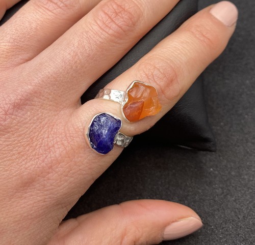 Moda Positano Gioielli - Collezione Zaffiro - Anello Ag925 Corniola e Tanzanite - Picture 6 of 7