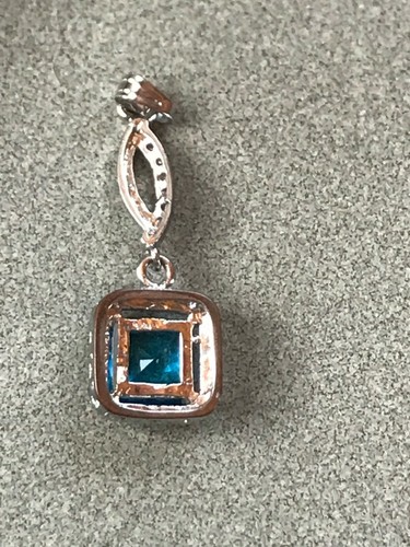 Estate Silvertone Twist con strass blu acqua taglio principessa e piccolo bordo trasparente penna - Foto 5 di 6