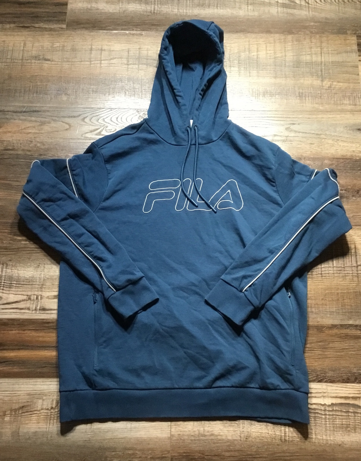 Felpa con cappuccio blu Fila pullover cotone felpa taglia large 46 48