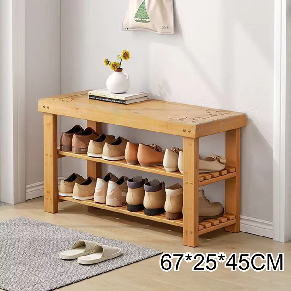 3 Niveles-15 Pares Zapatero de Bambú Organizador de Almacenamiento de Zapatos Soporte Zapatos Estantes EE. UU. Foto 2 de 4