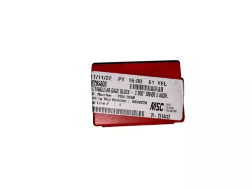 630-22006 Rectangular Gage Block - 2" Grade 0  - New