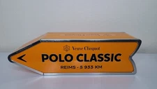 RARE Veuve Clicquot Champagne POLO CLASSIC Arrow Sign Yellow Metal Tin Box