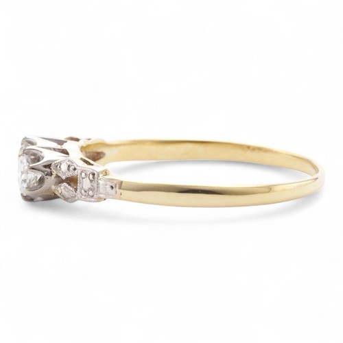 TOI ET MOI Vintage 18K Yellow Gold Platinum Twin Set Brilliant Cut Diamond Ring - Picture 6 of 11