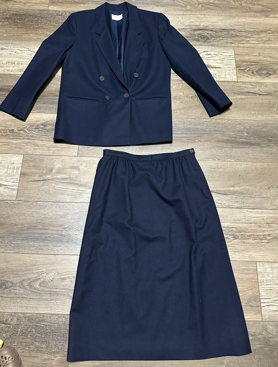 Vintage Pendleton Women's Wool Suit Blazer Skirt Set USA Made Size