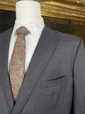 Holland & Sherry 44R USA MADE Bespoke Gray Superfine Wool 2Btn Blazer Jacket