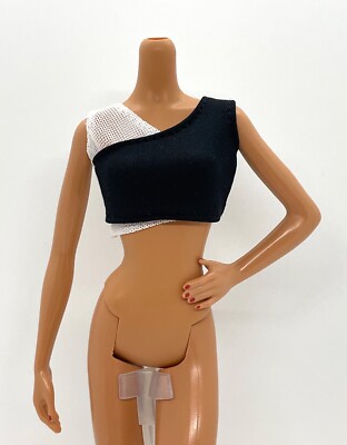 Barbie Looks Model #3 Made to Move Petite Doll Outfit Black White Mesh Crop Top