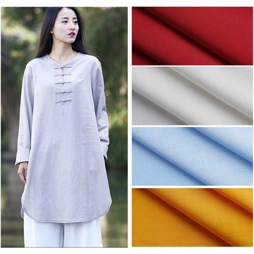 Linen Cotton Fabric Plain Solid Color for Dress Clothes Upholstery Material - Afbeelding 1 van 32