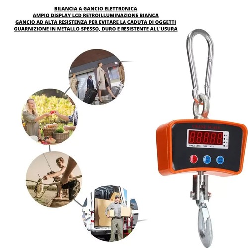 Bilancia Dinamometro da gru 1000 kg con gancio industriale a sospensione - Foto 2 di 8
