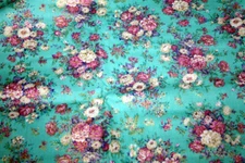 GILDED BOUQUETS ON TURQUOISE FROM PETER PAN - 100% COTTON FABRIC