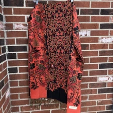 pashmina cashmere silk scarf wrap made in Italy black Red Floral Fringed
