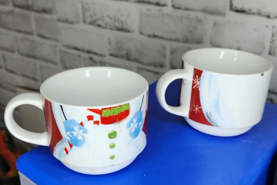 Pier 1进口可堆叠雪人圣诞杯套装带架子 — 第 4/4 张图片