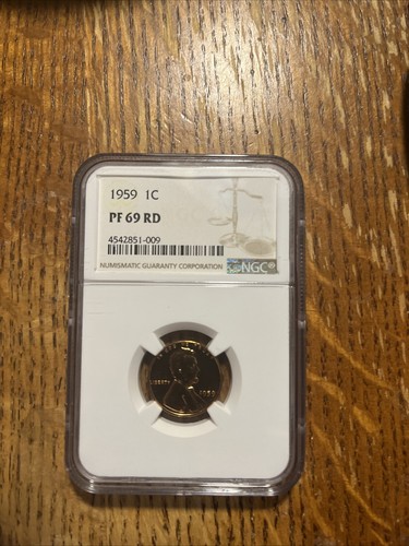 1959 Proof Lincoln Cent certified PF 69 RD by NGC!