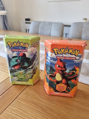  POKEMON KARTEN EX FEUERROT & EX BLATTGRÜN THEMENDECK BOXEN (OHNE KARTEN)