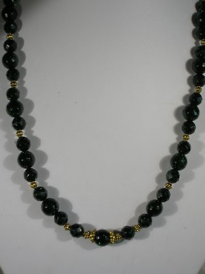20'' Green Goldstone Bead Necklace