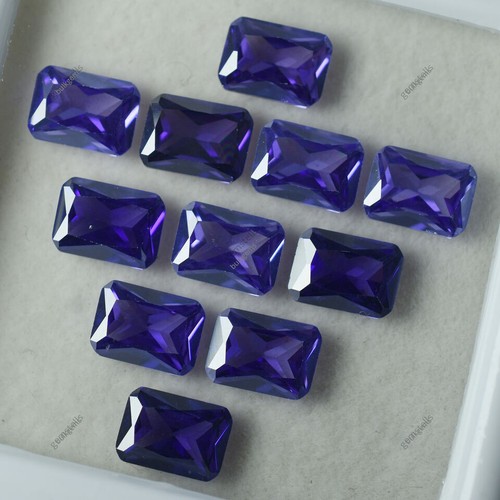 NATURAL CERTIFIED 12 Pcs Tanzanite Purple Emerald Cut Loose Gemstone 7x5 mm Lot - Picture 3 of 6