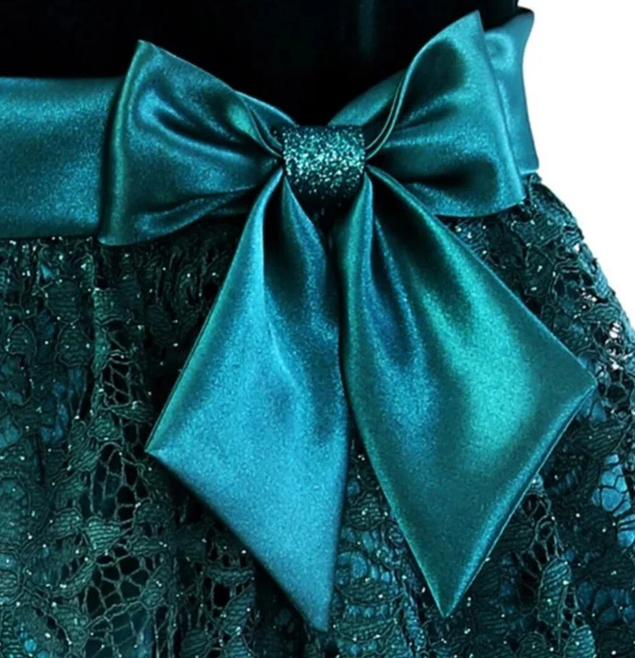 Jona Michelle Big Girl's Sparkling Elegant Velvet & Lace Fanciful Dress-Size-5 - Image 4 of 4