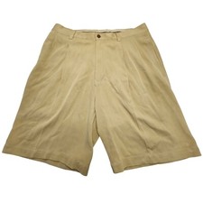 Tommy Bahama Silk Shorts Pleated Front Khaki Beige Mens Size 34