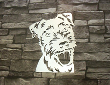 Metal PATTERDALE TERRIER DOG Face Garden Ornament. Rustic Garden Decor Metal Art