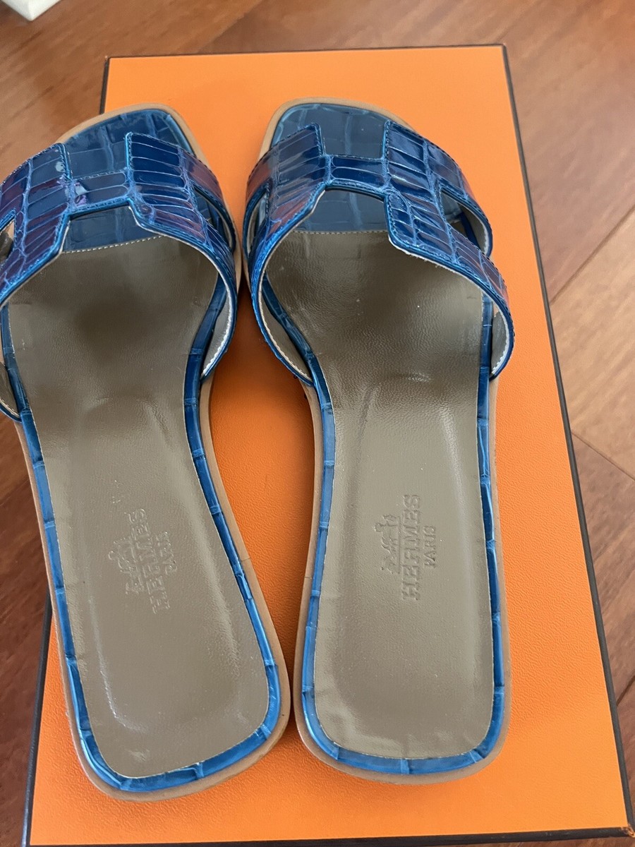 Hermes Oran Crocodile Sandals Authentic