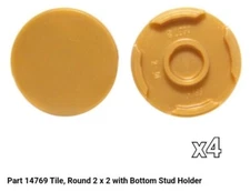 14769 LEGO NEW Parts Tile Round 2 x 2 w/ Bottom Stud Holder Pearl Gold x4 