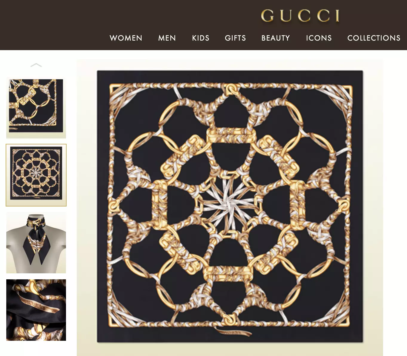 Neuf écharpe Gucci emblématique GG logo imprimé or noir multicolore soie enveloppée