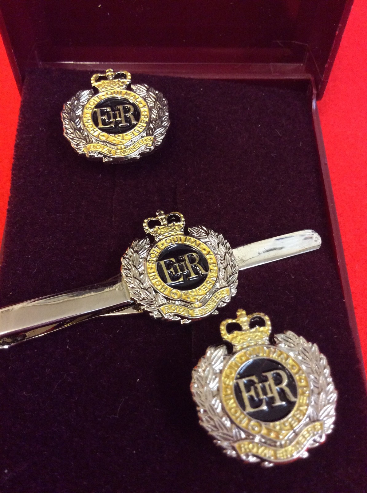 JJ Weston Onyx Army Corps of Engineers Cufflinks. Made in