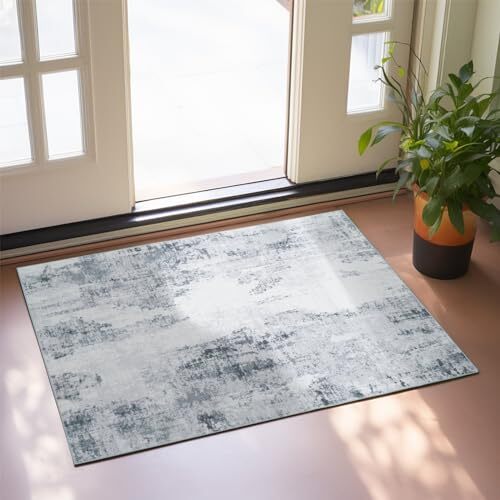 Soft Washable 2x3 Grey & White Modern Bath Rug Non-Slip Small Area Rug