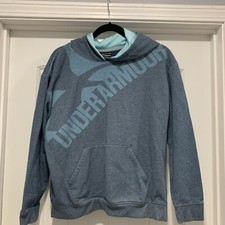 Under Armour Spellout Logo Hoodie Blue Threadborne Youth Boys XL Sweatshirt