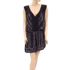 Ecote Urban Outfitters Printed Navy Romper Playsuit Cotton Wide Leg  M 269588