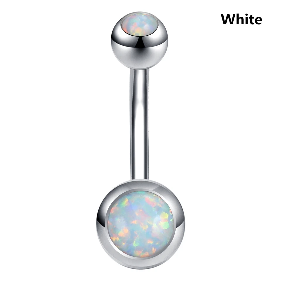 1 Pc Opal Stone Stainless Steel Belly Button Rings Woman Barbell Navel Piercing - Image 4 of 4