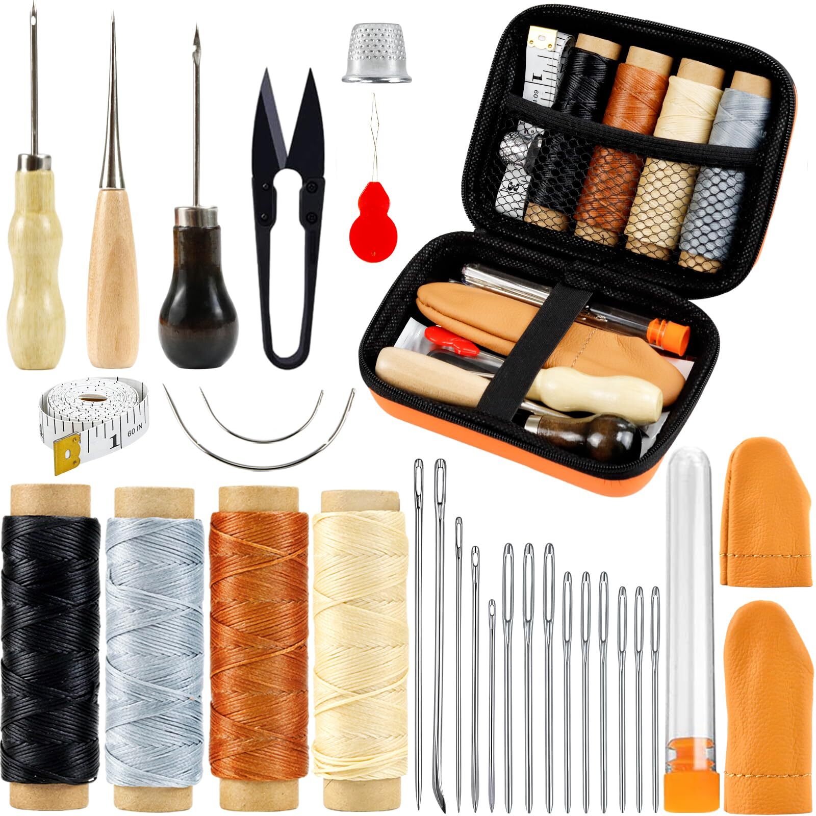 PLANTIONAL Leather Repair Sewing Kit 31pcs Leather Working Tools with Pro Wax...