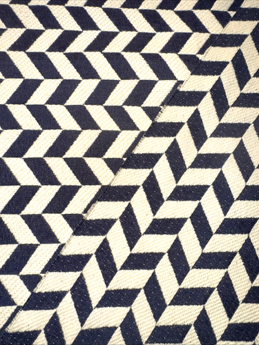 Navy White Geometric Chevron Decor Upholstery Cotton Fabric 1.5Y #4 - Picture 5 of 5
