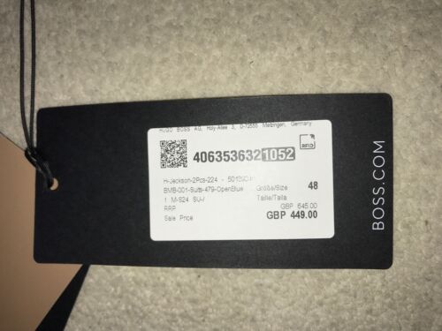 HUGO BOSS - Regular Fit BLUE Weave WOOL & SILK SUIT - 38 Reg - W32 L32 - BNWT - Picture 12 of 12