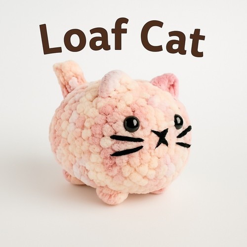 Rosa Laib Katze gehäkelt Amigurumi Muster nur Plüschtier Handarbeit süßes Kätzchen Anfänger