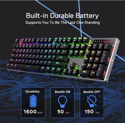 Redragon Dharma K556 PRO Wireless RGB Gaming Keyboard New With Box Fast Shipping - Picture 7 of 12