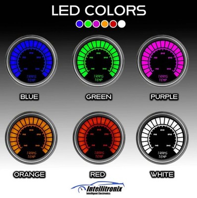 Intellitronix White LED Analog Transmission Temp Gauge - Black / Black Bezel