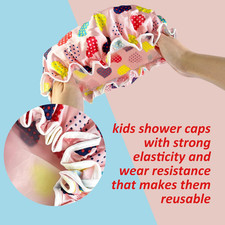 Shower Cap for Kids, 3 Pack Large Reusable Double Layer Waterproof Shower Cap...