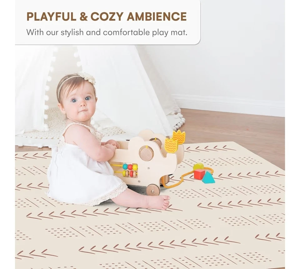 XL 婴儿游戏垫 - 72 x 48 英寸拼图游戏垫带 6 个泡沫地板瓷砖 - Int... — 第 2/4 张图片