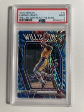 2020 PANINI MOSAIC WILL TO WIN #10 LeBRON JAMES REACTIVE BLUE #/99 PSA 9 LAKERS
