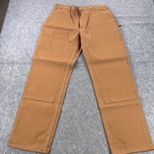 Carhartt Pants Mens 40x34 Brown Made in USA Firm Duck Double Front Work B01-M