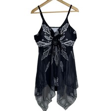 NWOT Women's size 5XL Plus Size Paisley Black Swim Dress Swimsuit Bathing Suit