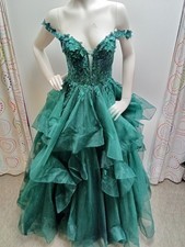 Emerald Green Floral Prom Dress