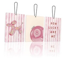 Pink Girly Lavender Car Air Freshener 3 Pcs, Preppy Pink Lucky 8 Ball preppy10