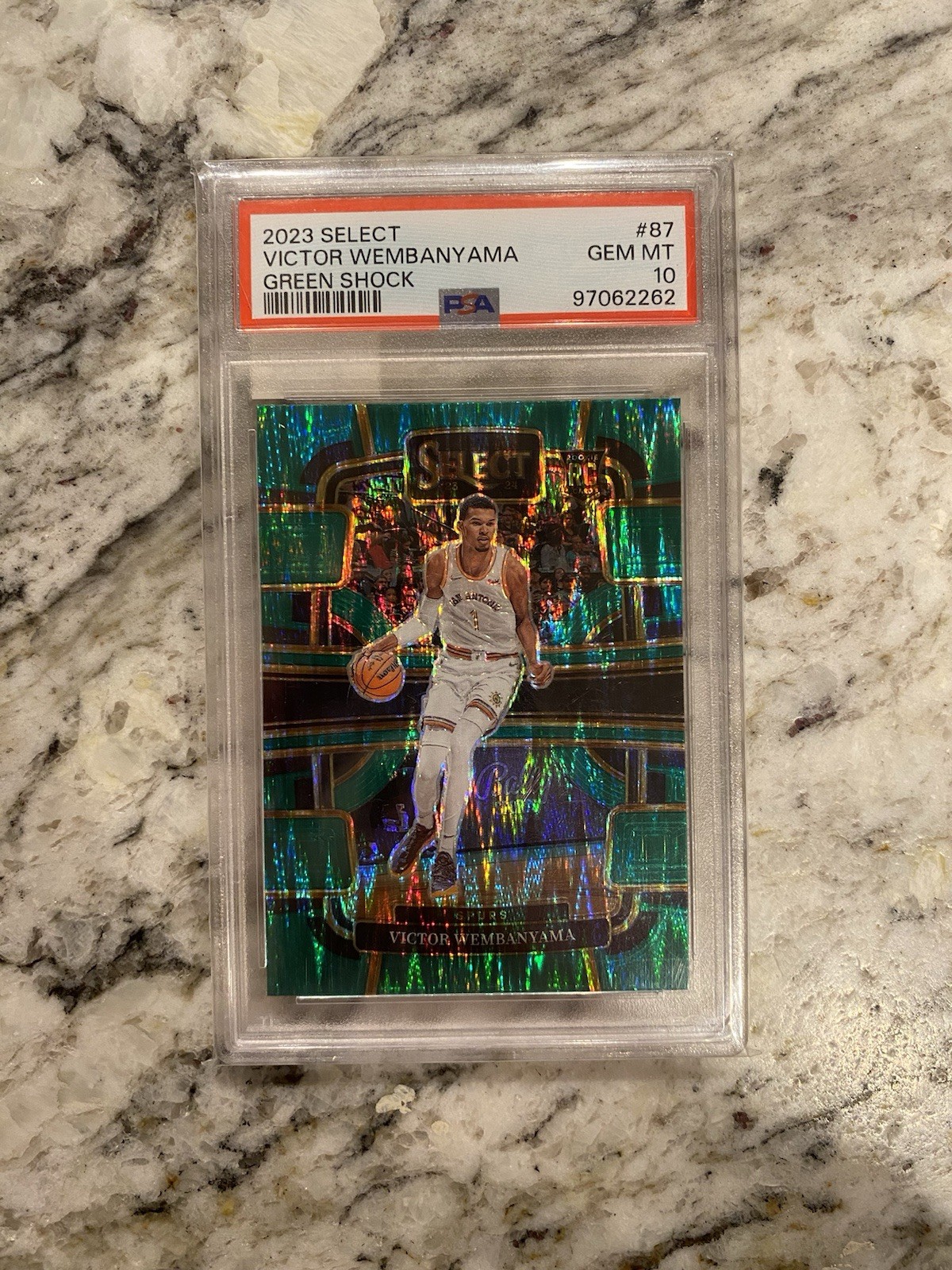 Victor Wembanyama 2023-24 Panini Select Green Shock Concourse Rookie #87 PSA 10