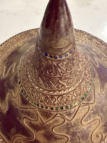 VINTAGE DECORATED HAT- War Hat Cambodia Thailand Conical - Picture 4 of 12